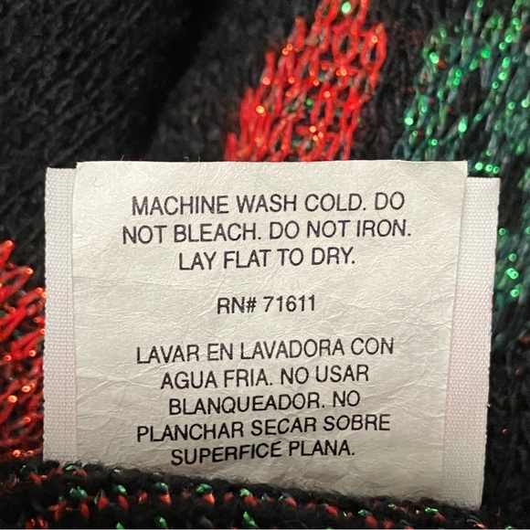 Vintage Holiday Time Metallic Poinsettia Black Christmas Sweater - Picture 12 of 12